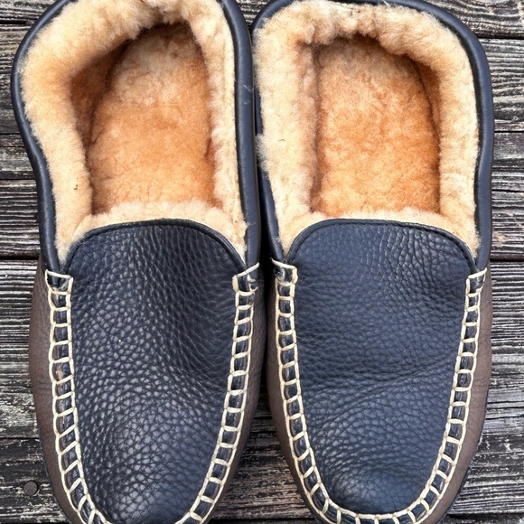 Acorn Shearling Lined Leather Moccasin Slippers men’s 11 House Shoes slippers - Picture 6 of 8